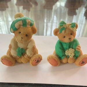 Enesco Green and Cream Saint Pattys Day Holiday Cherished Teddy Figurines
